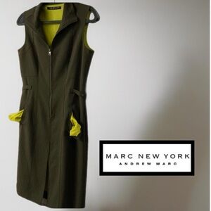Marc NY olive green Chartreuse/ lining Front zips lined pockets front slit Sz 10